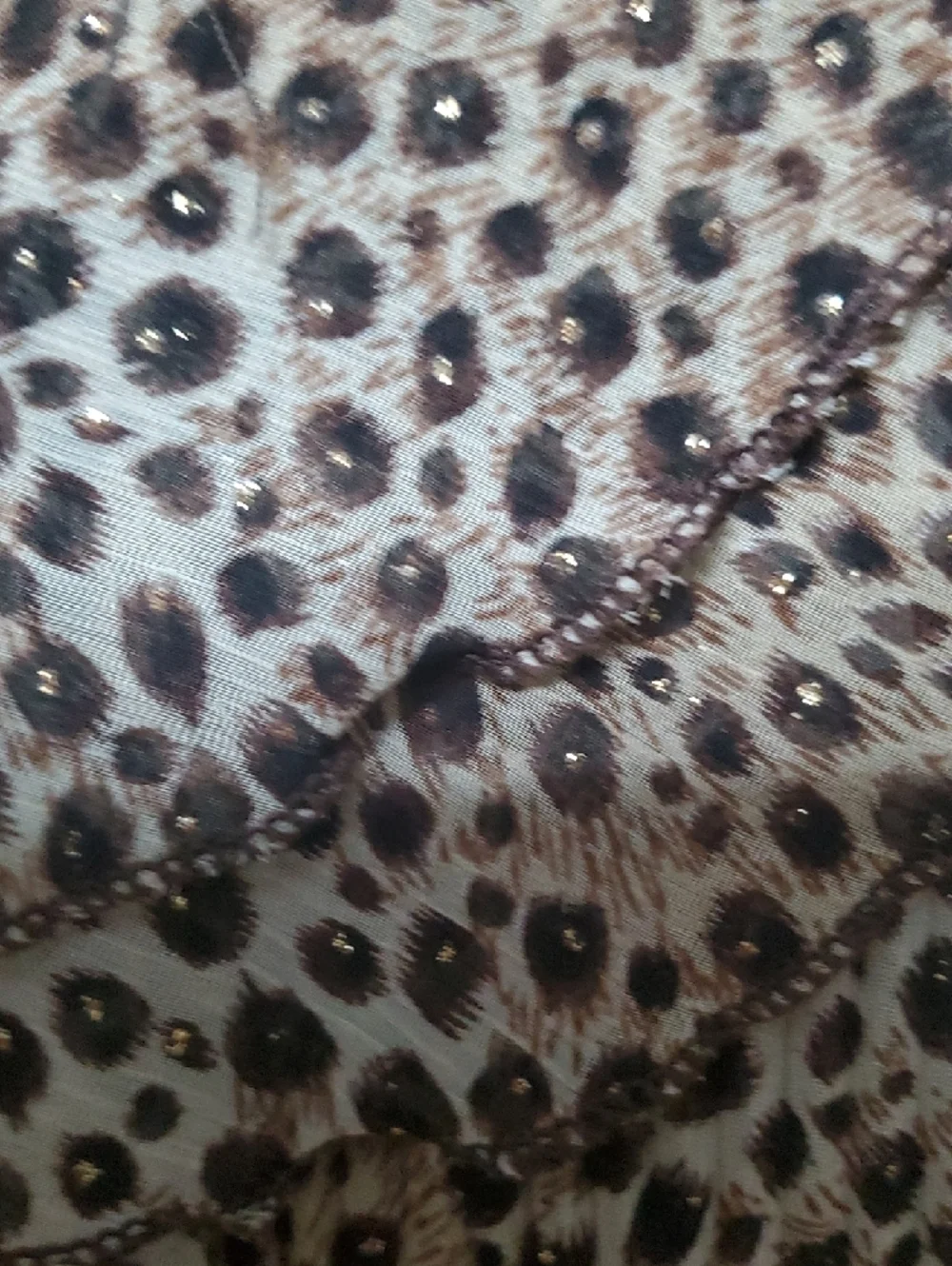 Leopard Print Ruffle Button-Front Blouse - Brown - Picture 3 of 8